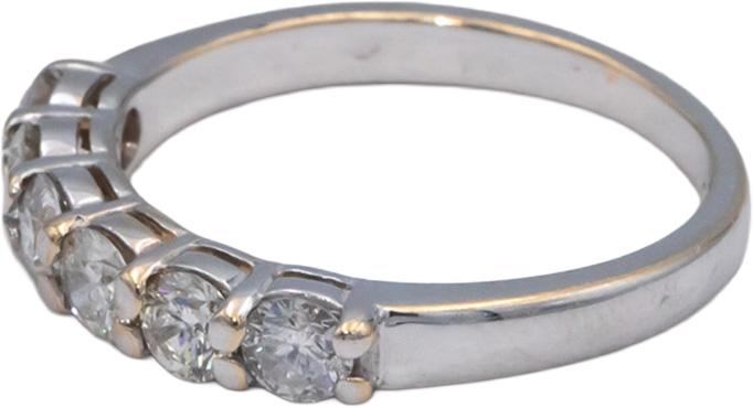 10k White Gold 1.01CT Round Cut Diamond Six Stone Band Ring Size 6.5