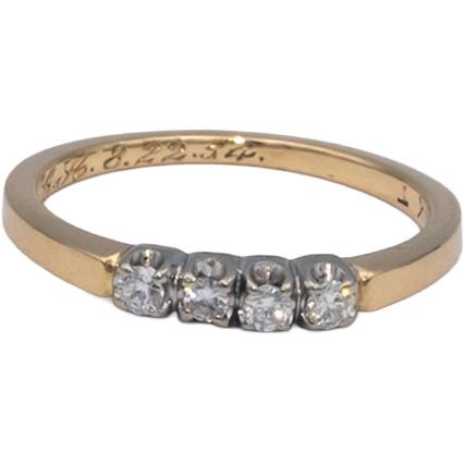 ORANGE BLOSSOM Vintage 14k White Yellow Gold 0.15CT VS Diamond Band Ring Sz 5.5