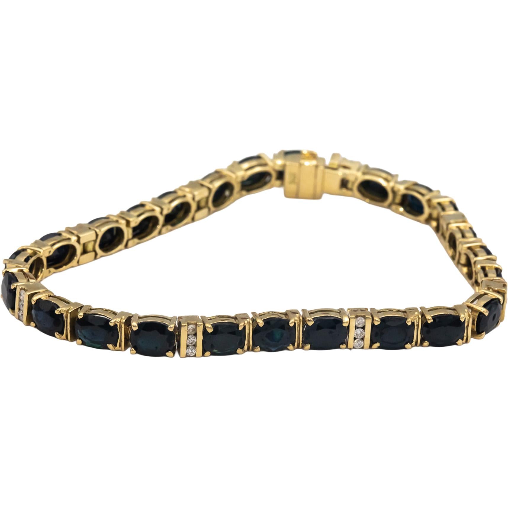 14k Yellow Gold 17.33CT Diamond and Sapphire Line Bracelet