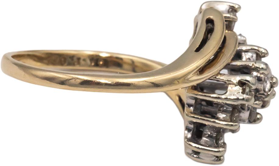 14k White and Yellow Gold 0.42CT Round Cut Diamond Cluster Ring Size 6