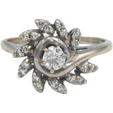 Vintage Antique 14k White Gold Round Diamond Spiral Ring 0.50CT Size 6