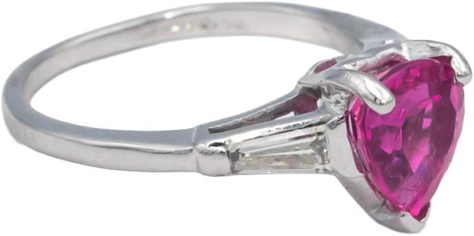 AGL Cert Platinum Jewelry 1.45CT Diamond and Pink Tourmaline Ring Size 5