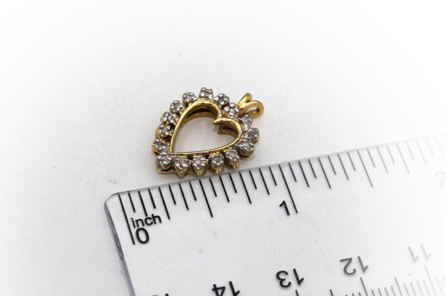 10k Yellow Gold Jewelry Round Cut Diamond Heart Pendant 0.15CT