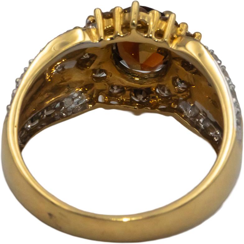 14k Yellow Gold 0.45CT Diamond and Gemstone Cluster Cocktail Ring Size 6.25