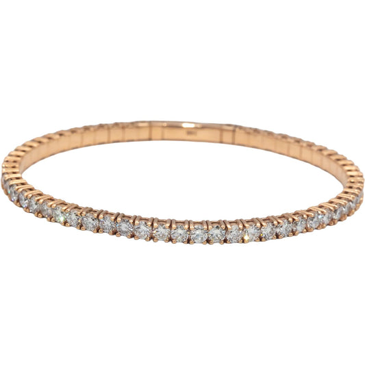 14k Rose Gold Round Lab Grown Diamond Semi-Flexible Bangle Bracelet 6.0CT