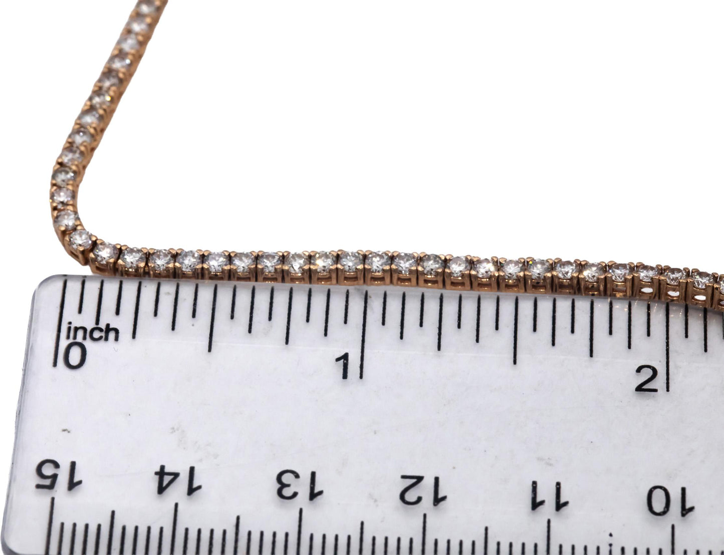 14k Rose Gold Round Diamond Tennis Necklace 17.75" Long 7.87CT