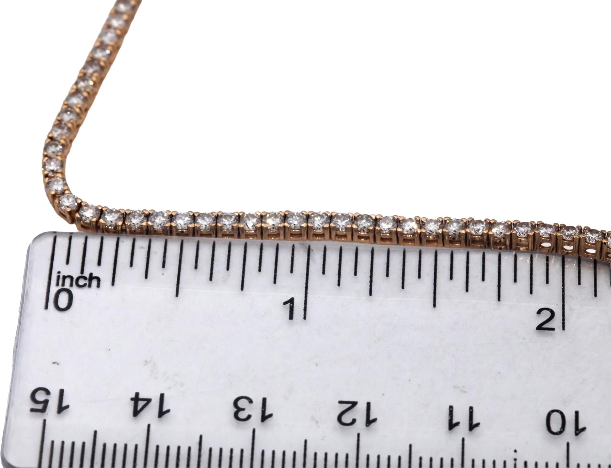 14k Rose Gold Round Diamond Tennis Necklace 17.75" Long 7.87CT