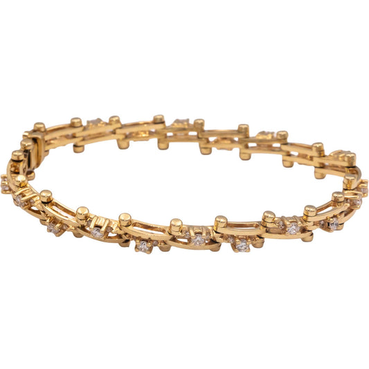 14k Yellow Gold VS Round Diamond Fancy Formal Link Bracelet 1.50CT