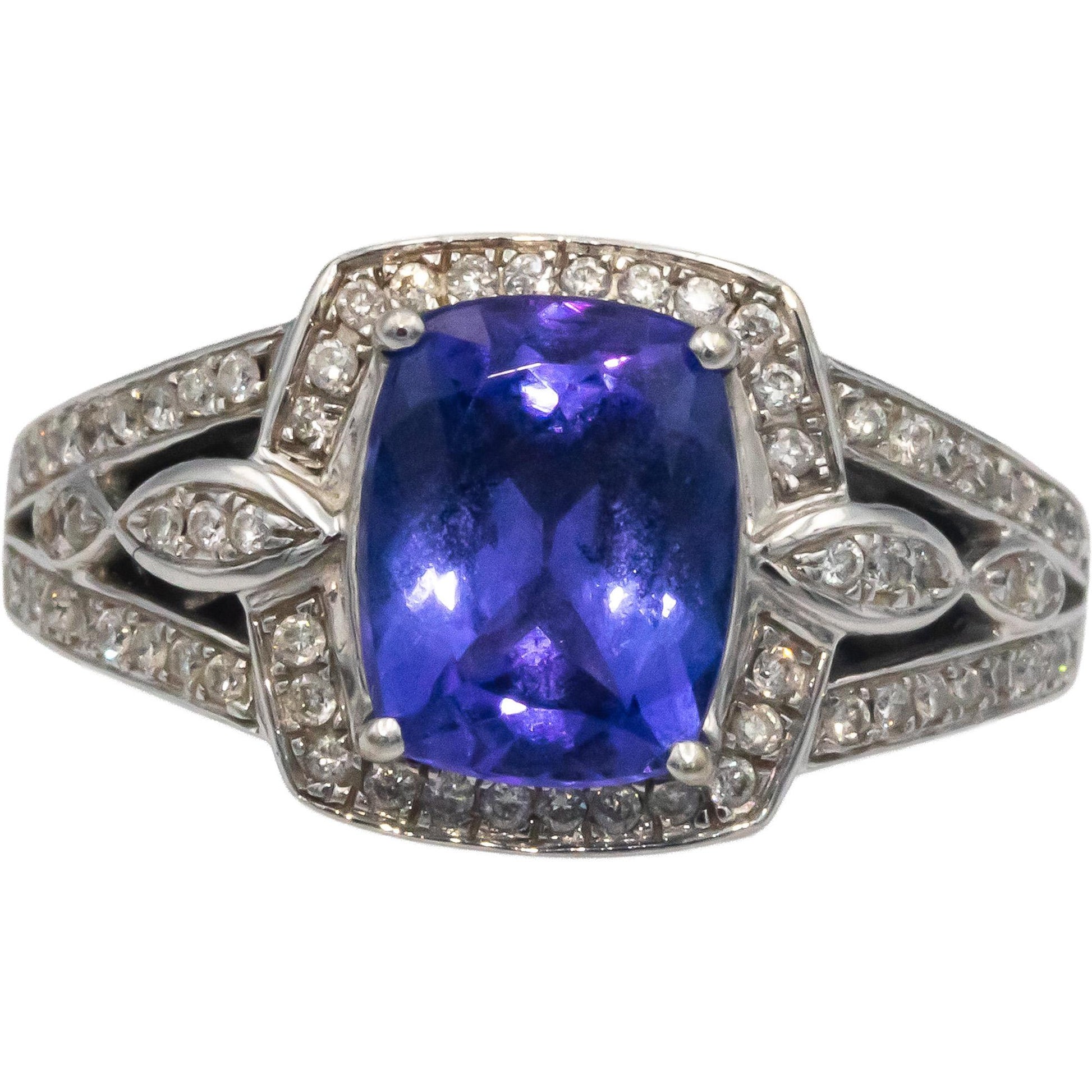 14k White Gold Jewelry 2.50CT VS Diamond and Tanzanite Ring Size 7