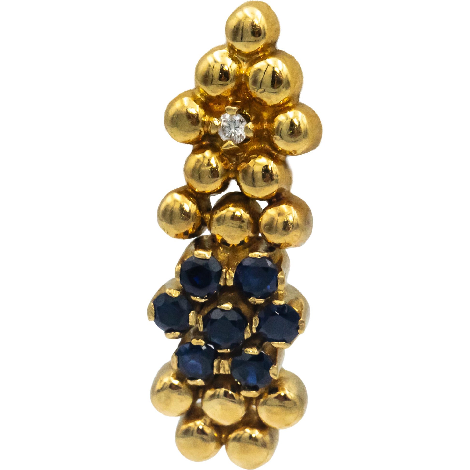 18k Yellow Gold 0.77CT Diamond and Sapphire Dangle Earrings