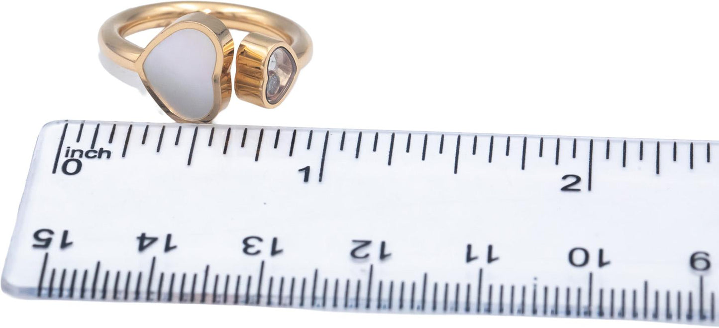 CHOPARD Happy Hearts 18k Rose Gold 0.04CT Diamond and Mother of Pearl Ring $2190