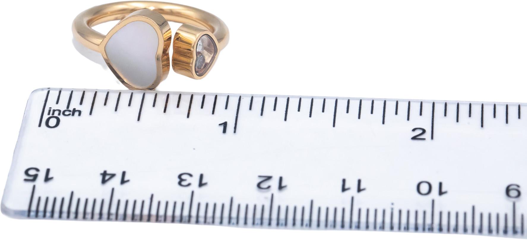 CHOPARD Happy Hearts 18k Rose Gold 0.04CT Diamond and Mother of Pearl Ring $2190