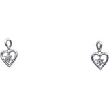 10k White Gold Jewelry Round Diamond Heart Stud Earrings 0.13CT