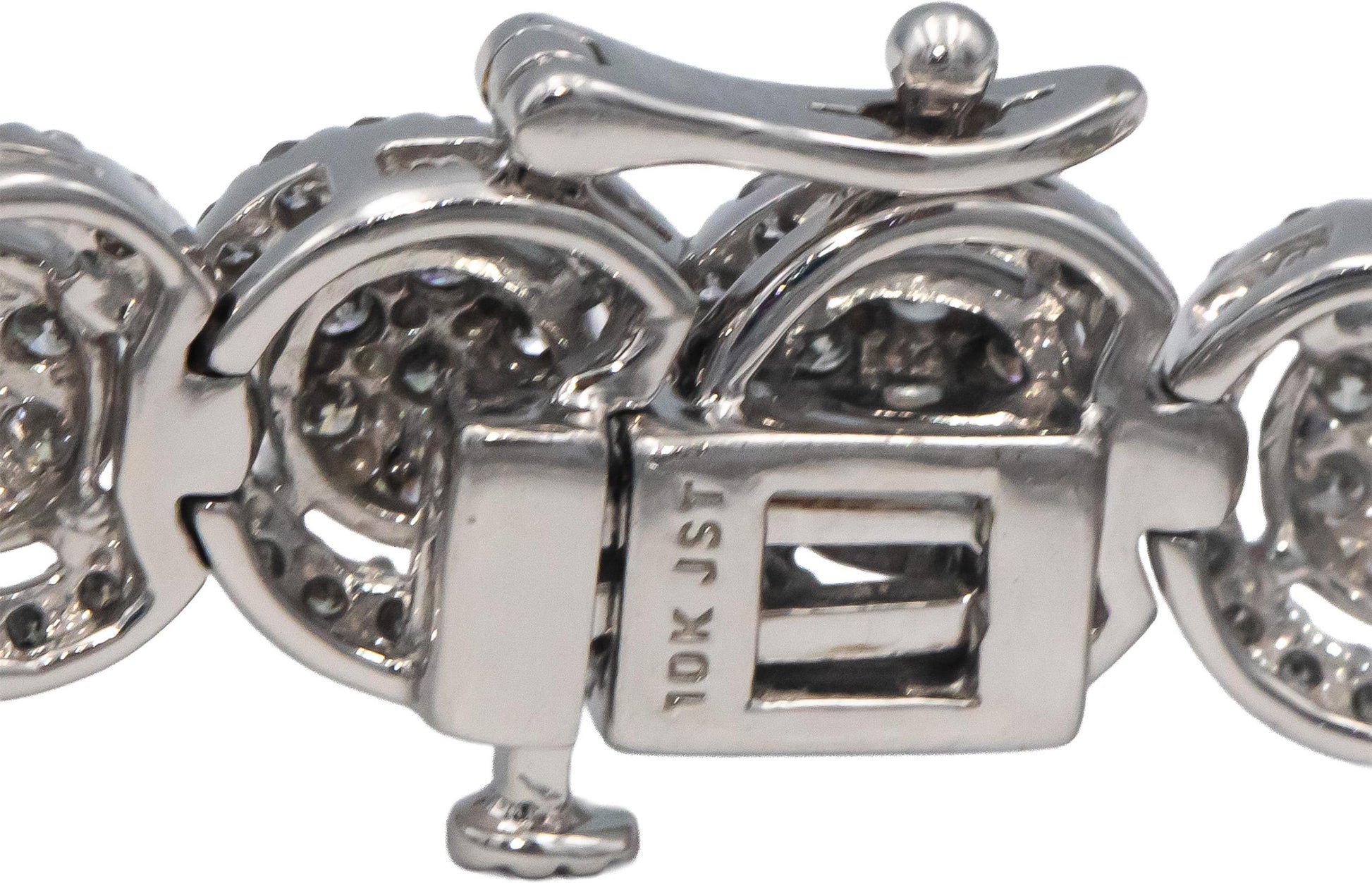 10k White Gold Jewelry 5.0CT Round Cut Diamond Cluster Fancy Link Bracelet
