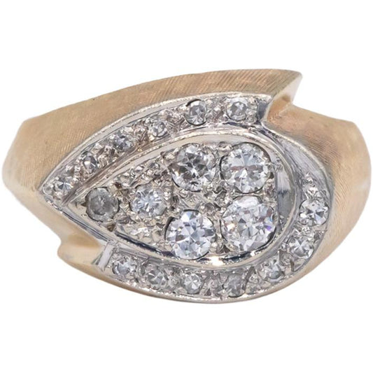 14k Yellow Gold 0.50CT Round Cut Diamond Florentine Ring Size 7