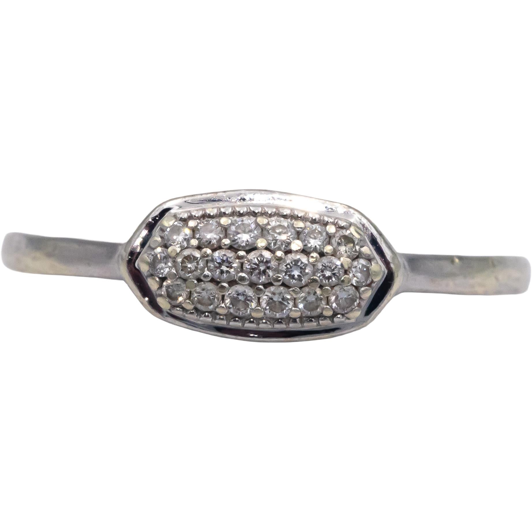 Designer 14k White Gold 0.15CT Round Cut Diamond Ring Size 8