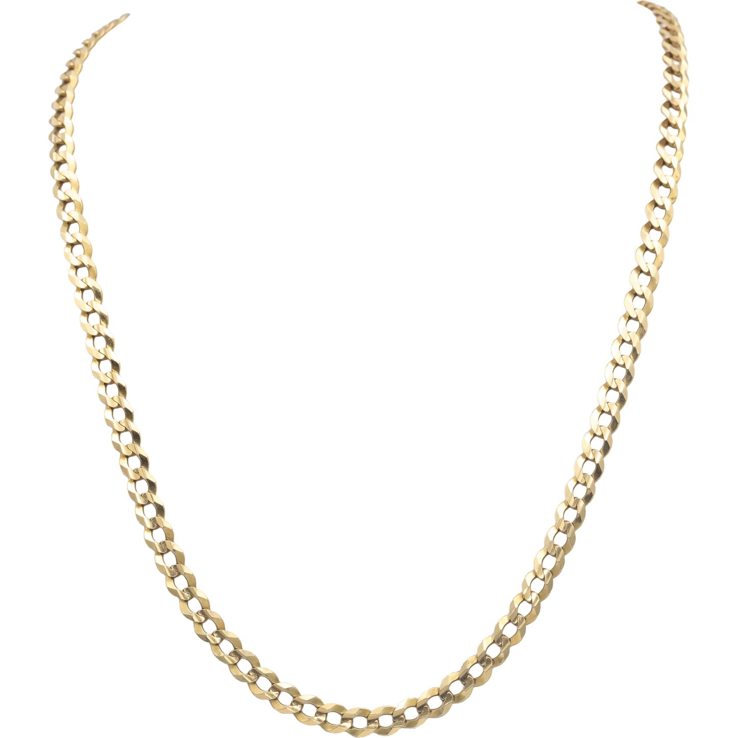 14k Yellow Gold Jewelry 22.5" Long/5.4mm Wide Diamond Cut Curb Link Necklace