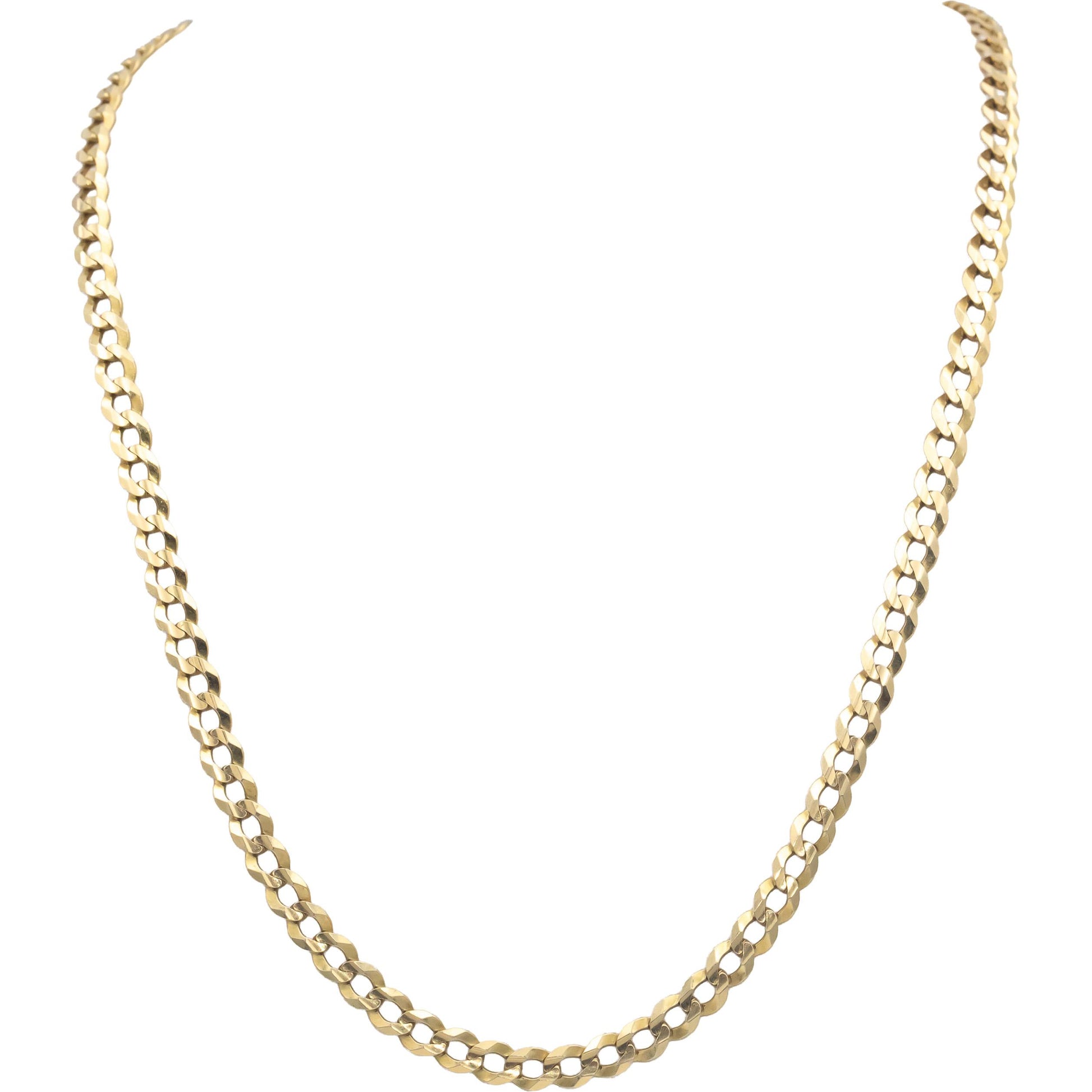 14k Yellow Gold Jewelry 22.5" Long/5.4mm Wide Diamond Cut Curb Link Necklace