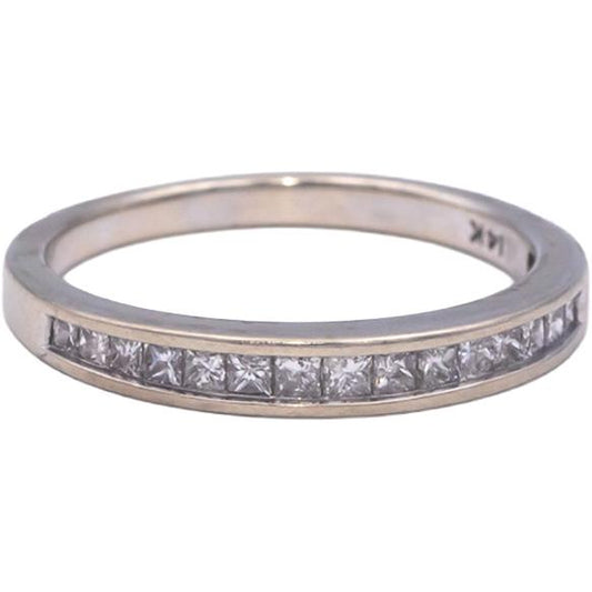 14k White Gold 0.25CT Princess Cut Diamond Anniversary Band Ring Size 7.75