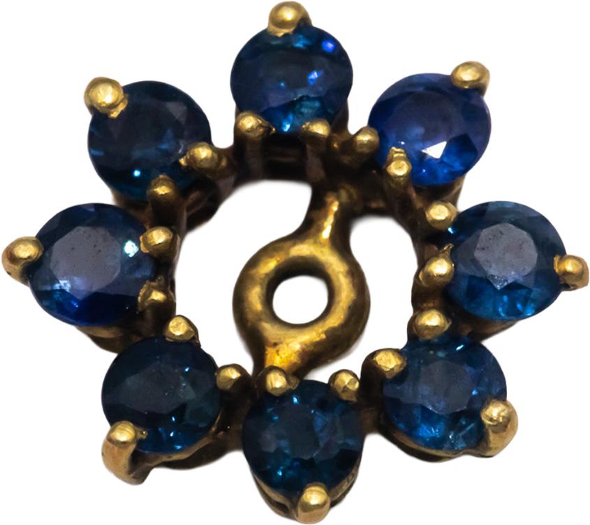 18k Yellow Gold 0.75CT Blue Sapphire Earring Jacket Stud Enhancers