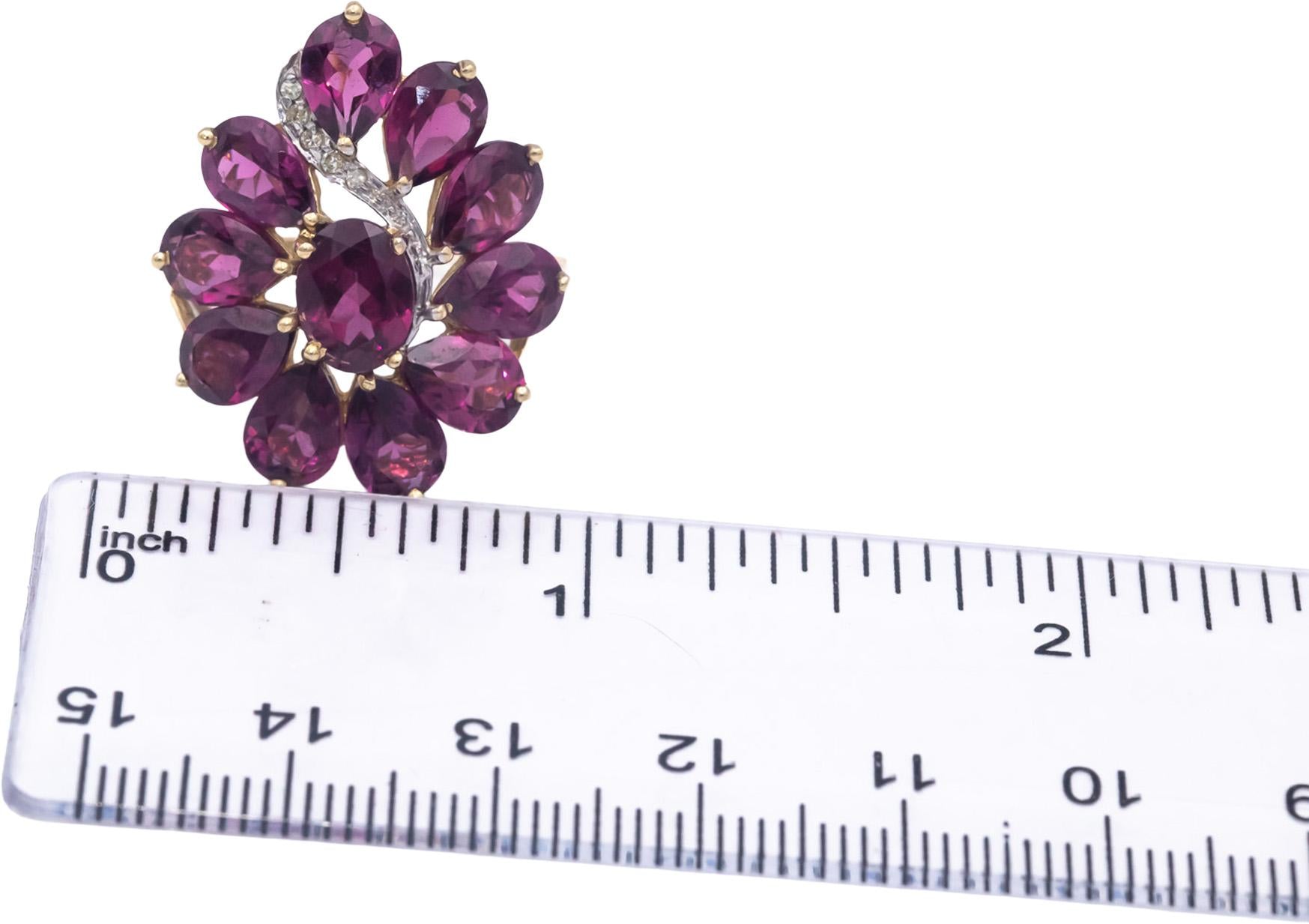 10k Yellow Gold 9.03CT Synthetic Pink Gemstone Ring w/ Diamond Accents Size 7