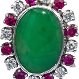 CGL Cert. 14k White Gold Jade Ruby Diamond Clip On Earrings 8.30CT $19300 Retail