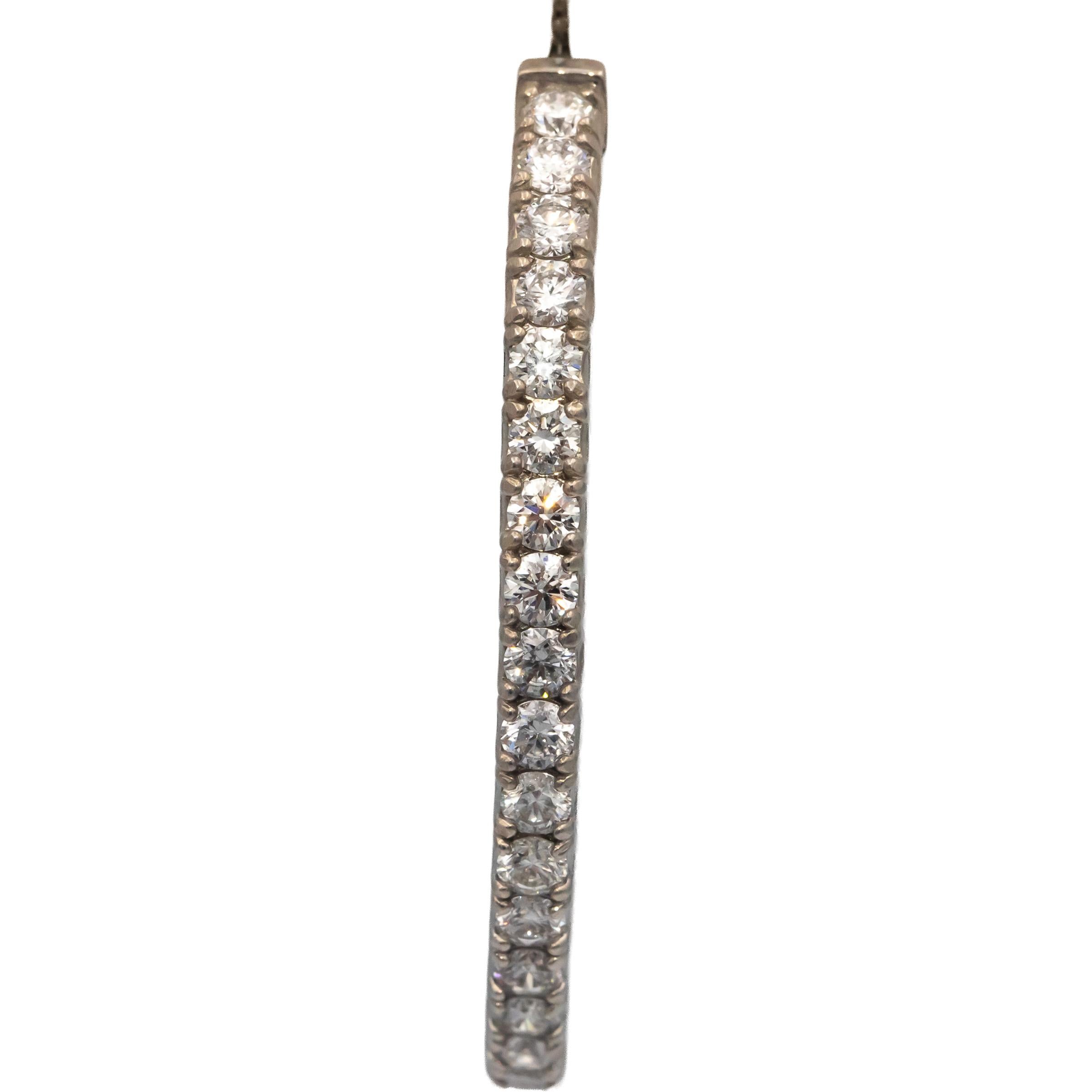 18k White Gold VS Round Diamond Oval Hoop Inside Out Earrings 5.78CT