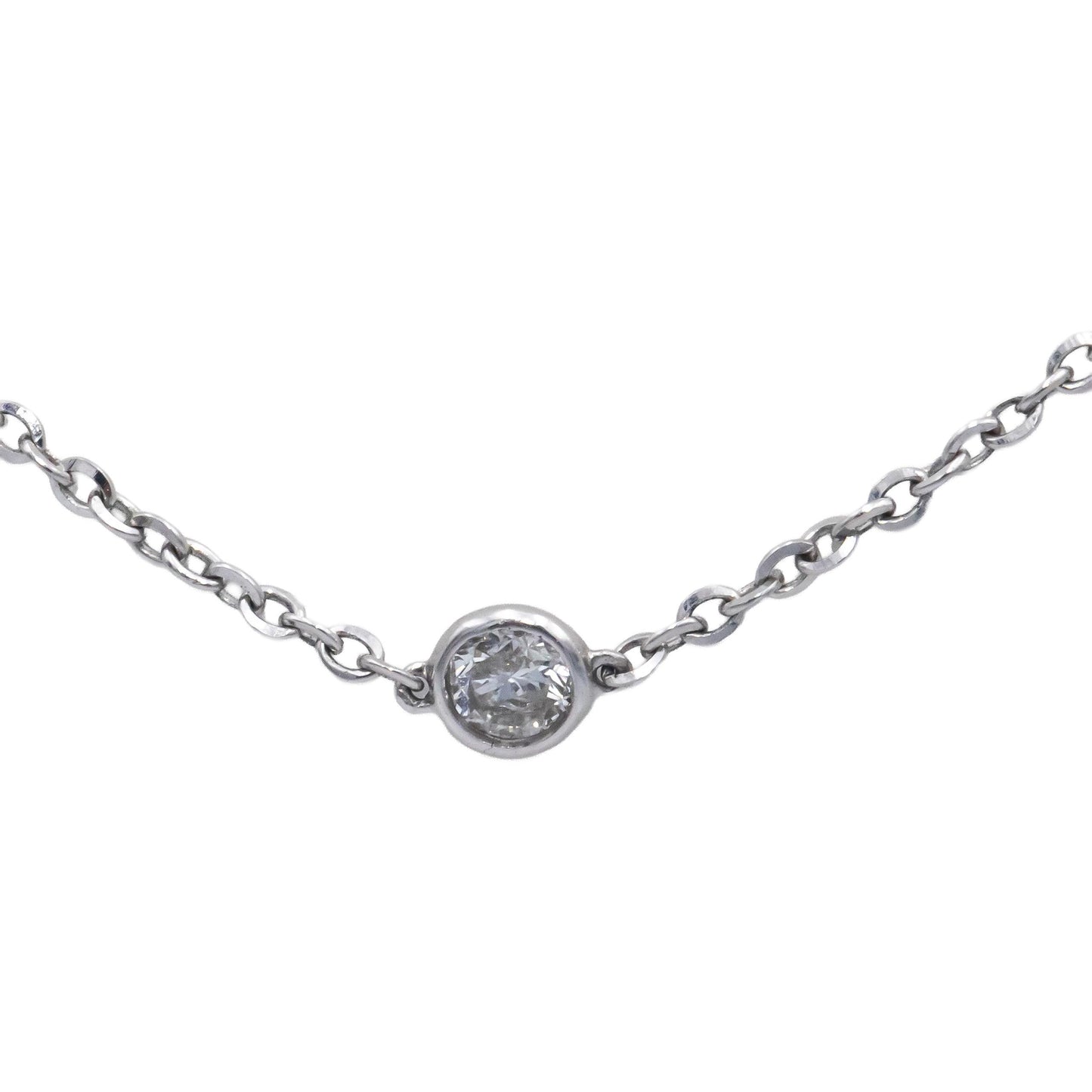 14k White Gold 0.50CT Round Cut Bezel Set Diamond By The Yard Necklace