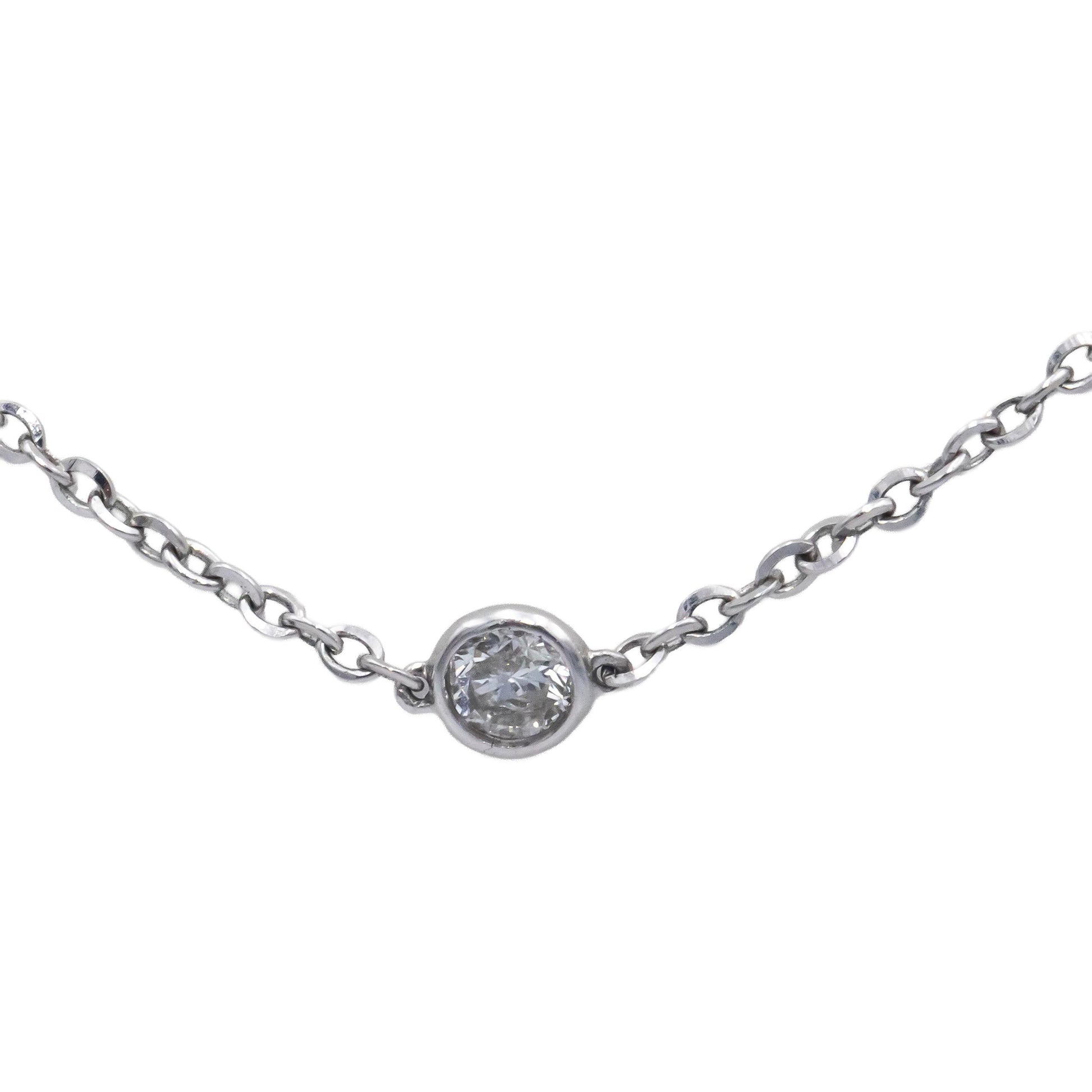 14k White Gold 0.50CT Round Cut Bezel Set Diamond By The Yard Necklace