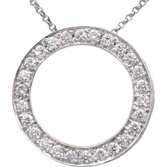 14k White Gold 1.0CT Round Cut Diamond Circle Pendant Necklace Chain
