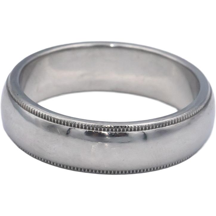 TIFFANY & CO. Platinum Jewelry Double Milgrain Band Ring Size 9.5