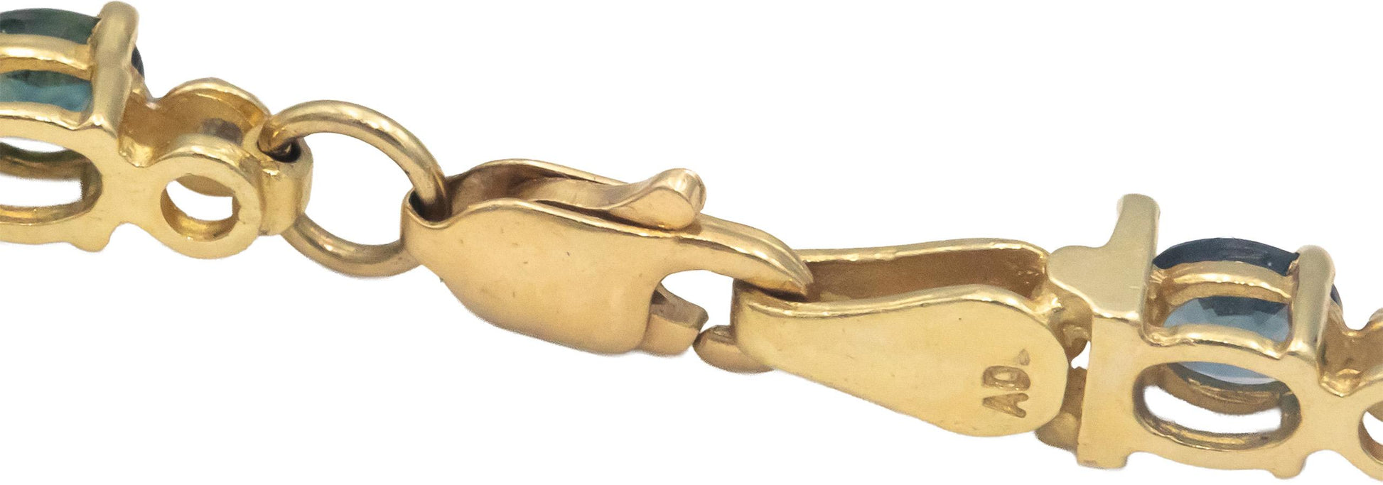 14k Yellow Gold 4.15CT Round Diamond & Oval Sapphire Fancy Link Bracelet