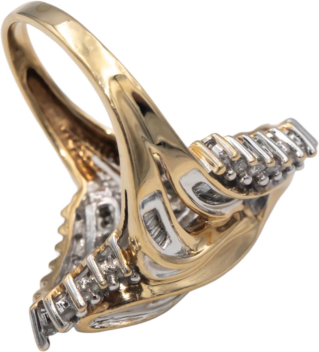 Diamond 10k Yellow & White Gold Cocktail Ring 0.50CT Size 7.5