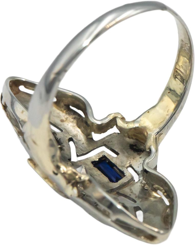 Vintage Antique Diamond & Synthetic Sapphire 18k Gold Ring 0.50CT Size 3.25