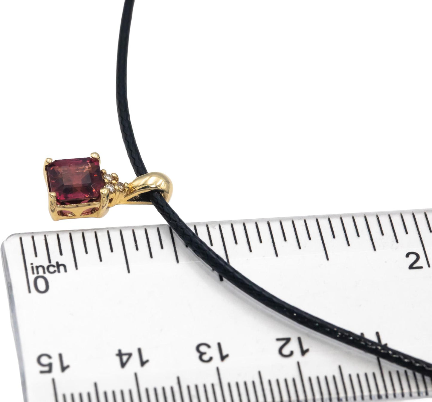 14k Yellow Gold Diamond and Pink Tourmaline Pendant Necklace 1.80CT