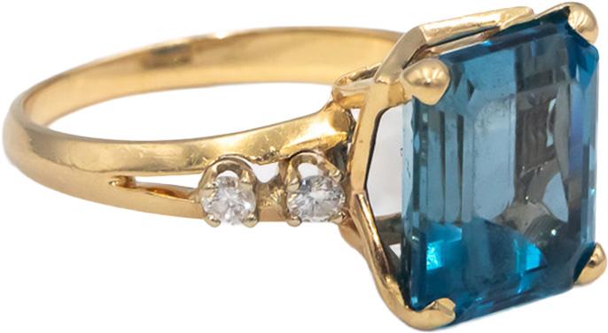 Blue Topaz & Diamond 14k Yellow Gold Cocktail Ring 8.15CT Size 7.5