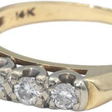 Vintage 14k Yellow Gold Round Cut Diamond Five Stone Band Ring 0.30CT Size 5.5