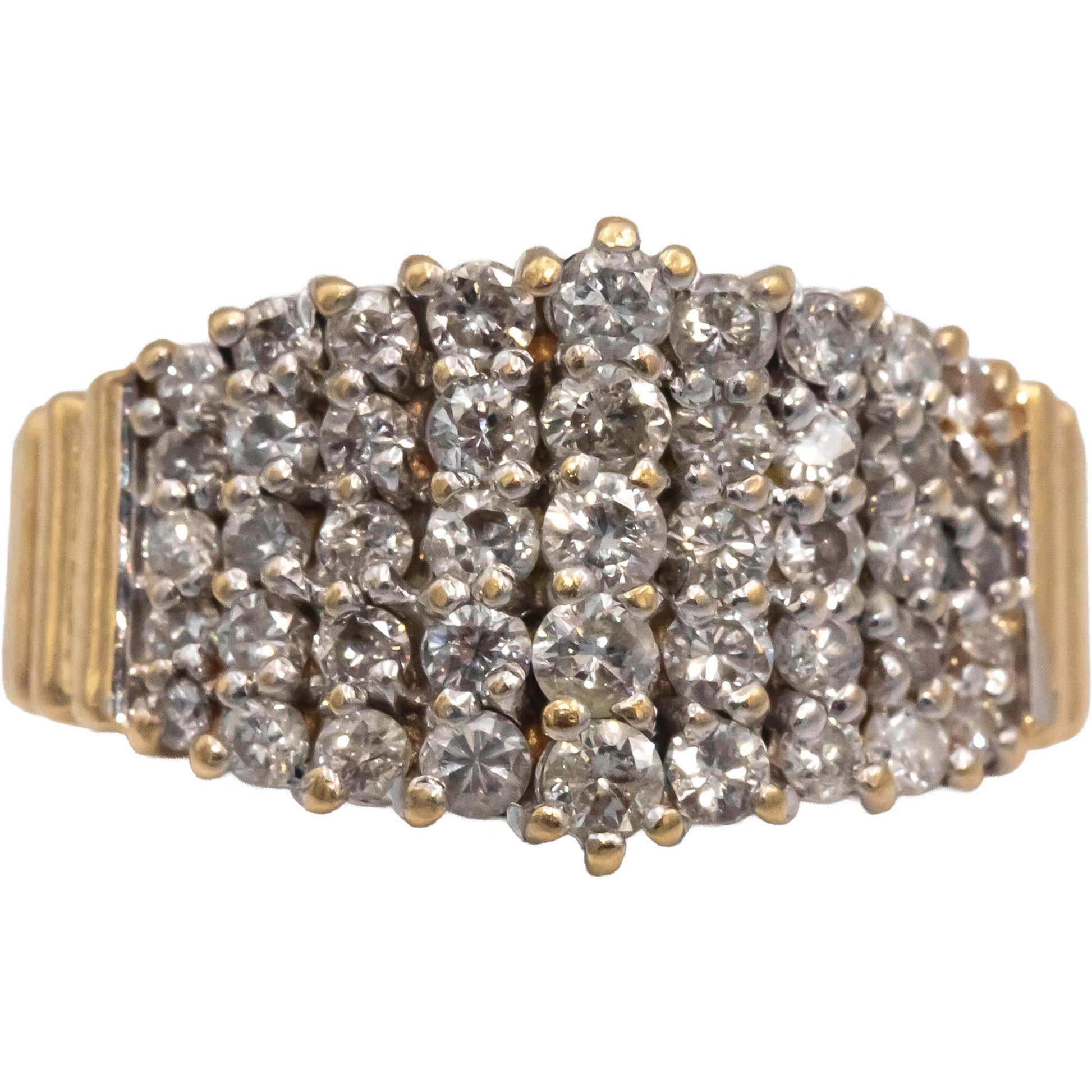 14k Yellow Gold Round Diamond Cluster Cocktail Ring 0.75CT Size 6
