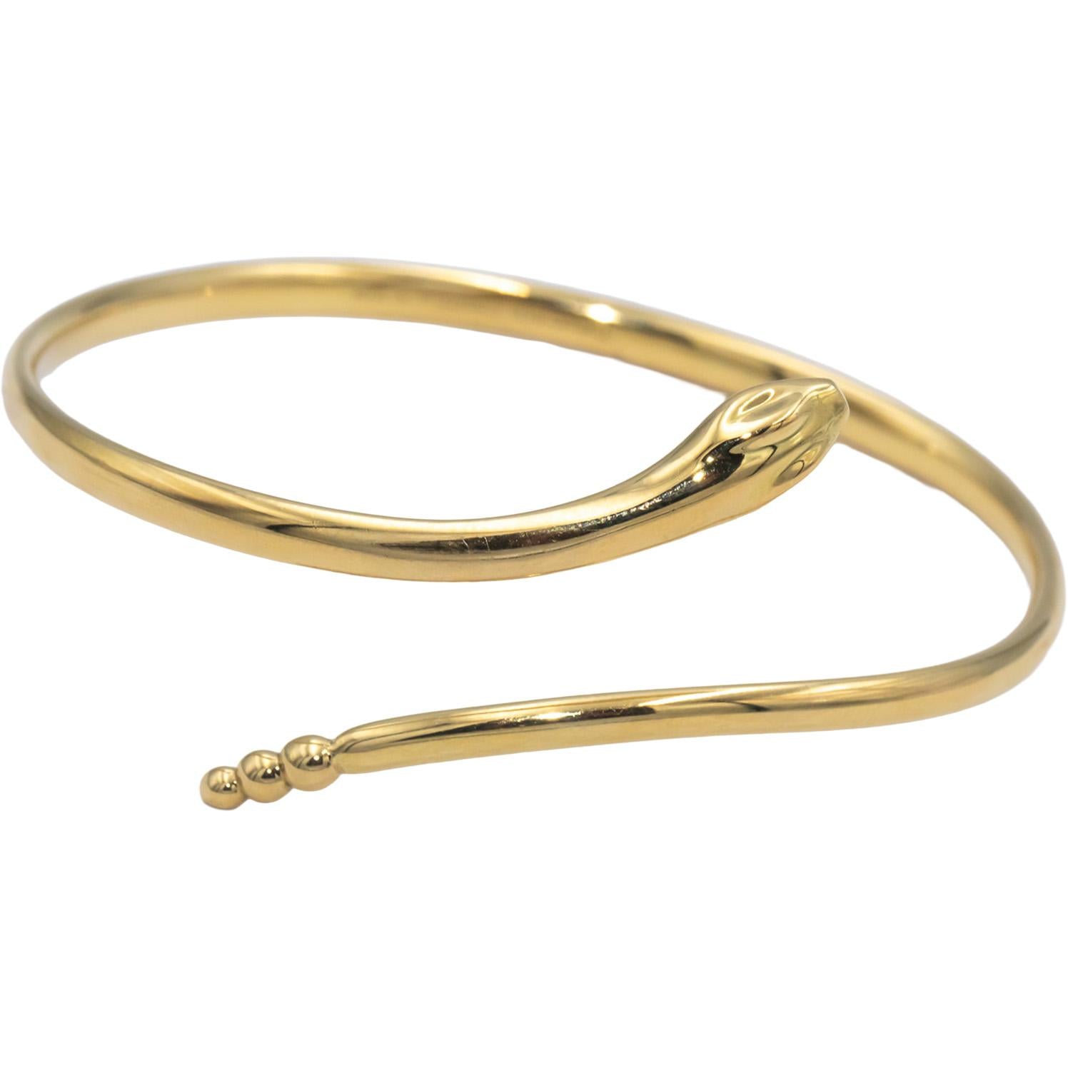 TIFFANY & CO. 18k Yellow Gold Elsa Peretti Snake Bangle Bracelet $7900 Retail