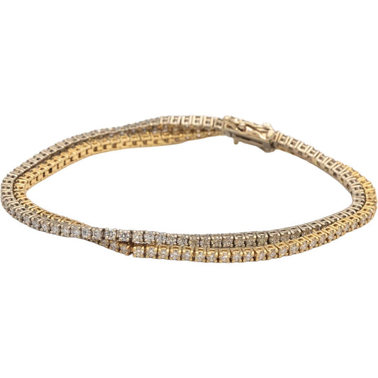 14k Yellow & White Gold VS Round Diamond Double Row Tennis Bracelet 4.65CT