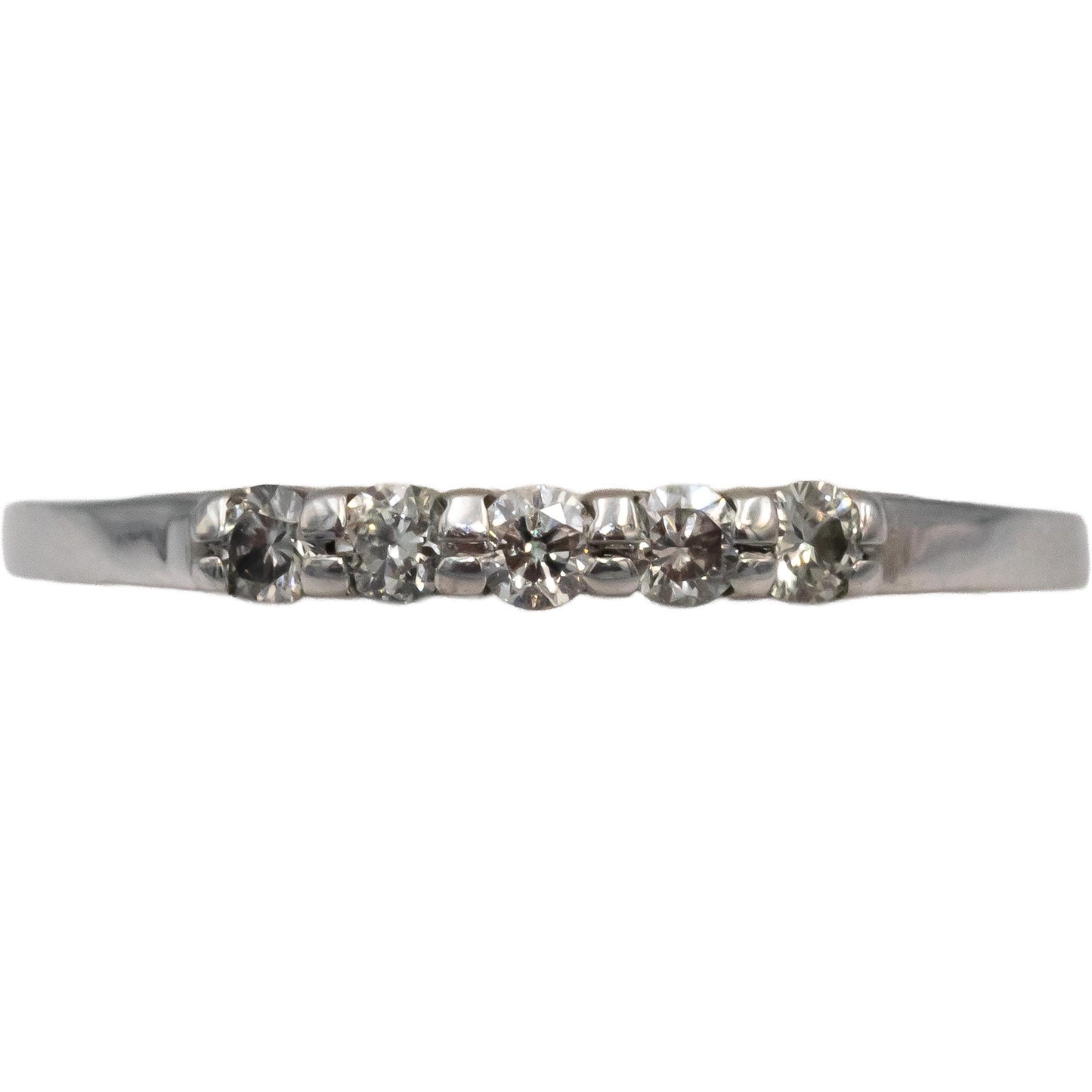10k White Gold Round Diamond Five Stone Band Ring 0.27CT Size 6.5