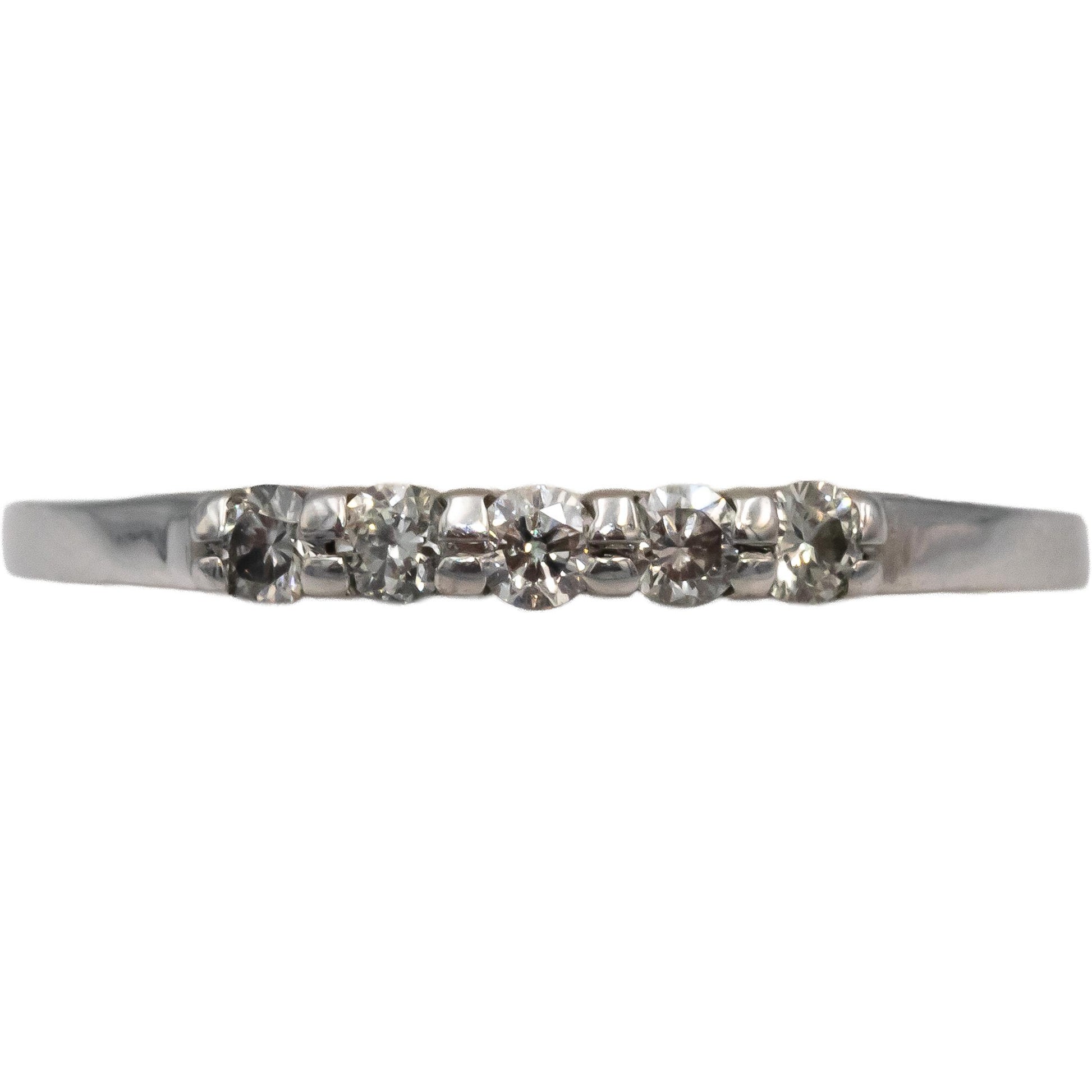 10k White Gold Round Diamond Five Stone Band Ring 0.27CT Size 6.5