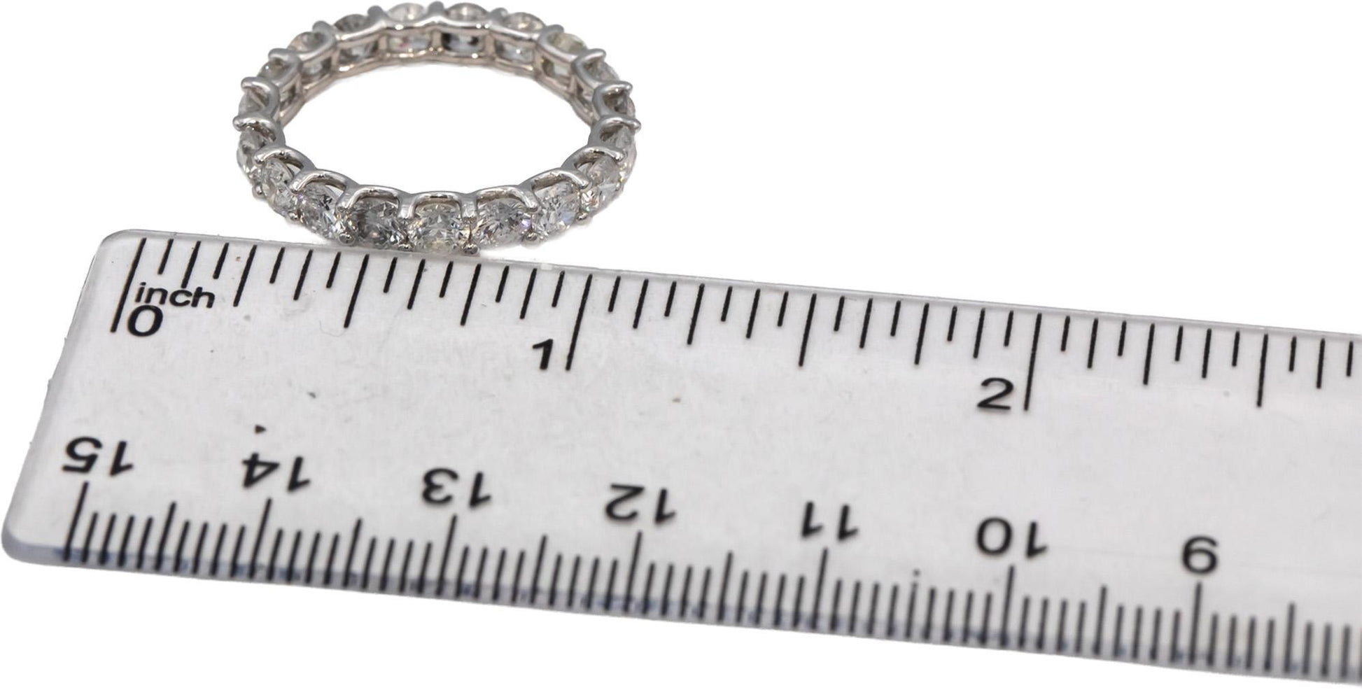 14k White Gold Round Diamond Eternity Band Ring 3.21CT Size 7.5