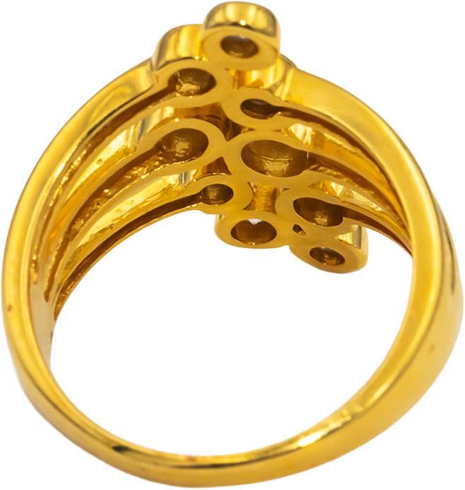 14k Yellow Gold Round Bezel Set Diamond Cocktail Ring 0.82CT Size 9