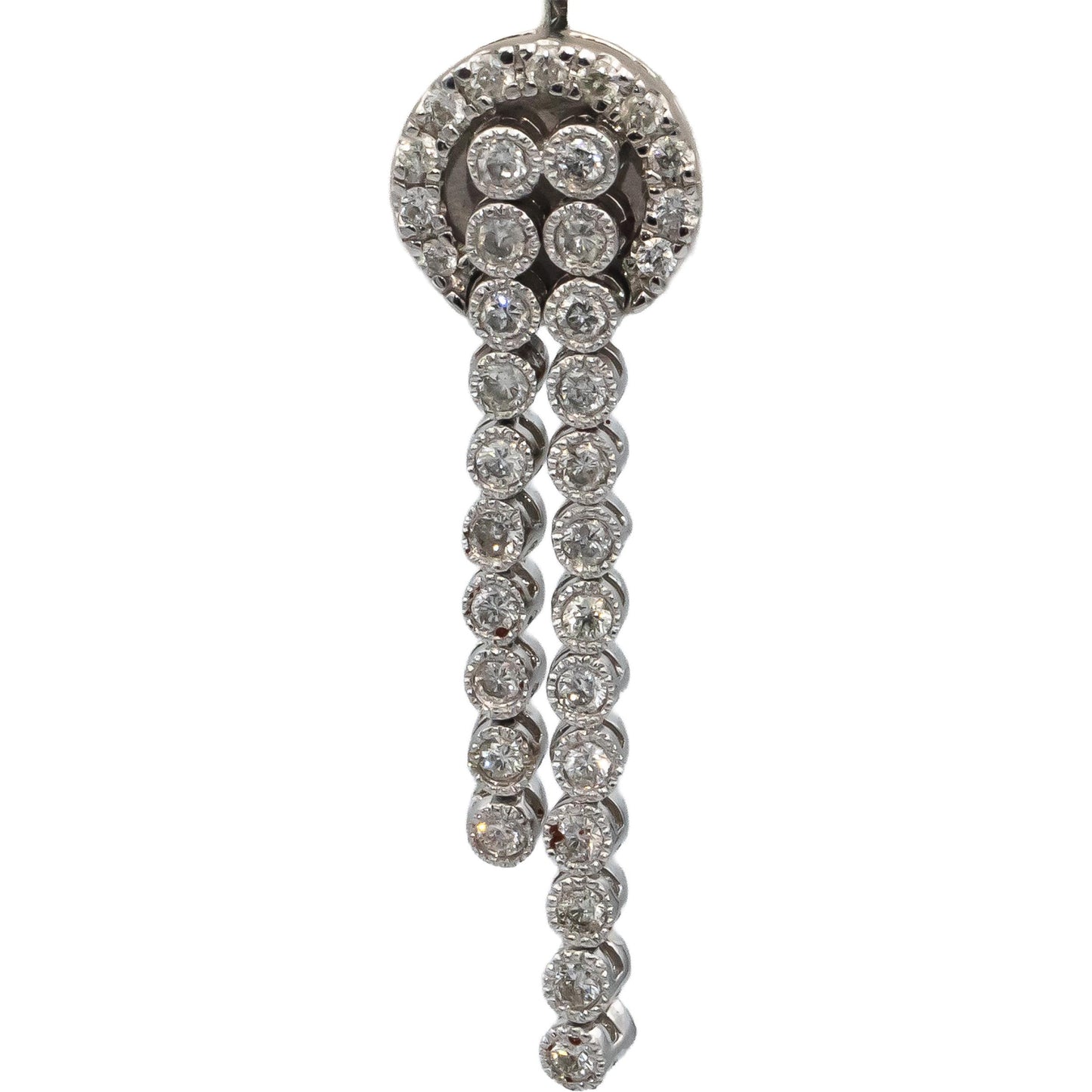 14k White Gold Round Diamond Drop Dangle Earrings 1.45CT