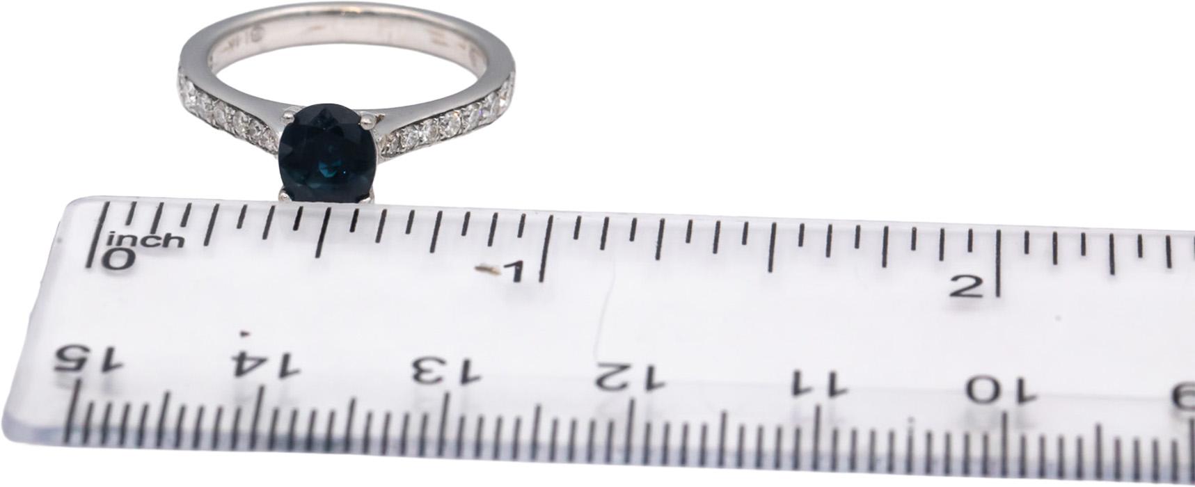 14k White Gold Oval Sapphire Round Diamond Cocktail Ring 1.62CT Size 6