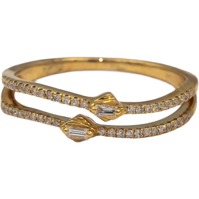 18k Yellow Gold VS Diamond Wavy Split Band Ring 0.18CT Size 7.25