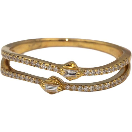 18k Yellow Gold VS Diamond Wavy Split Band Ring 0.18CT Size 7.25