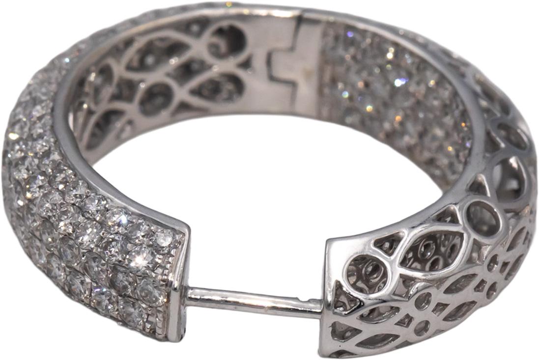 18k White Gold VS Round Diamond Inside Out Cluster Hoop Earrings 9.50CTW