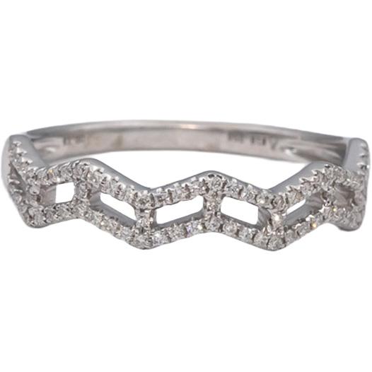 18k White Gold Round Diamond Zig Zag Band Ring 0.15CT Size 7